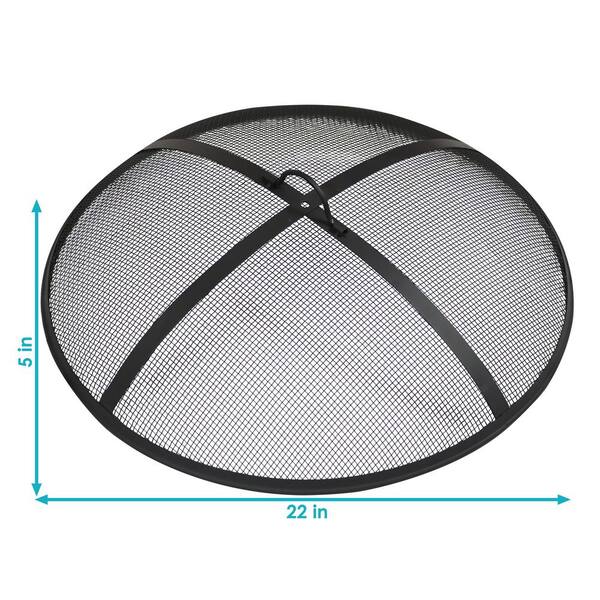 Sunnydaze 22 in. Round Black Steel Fire Pit Spark Screen KF