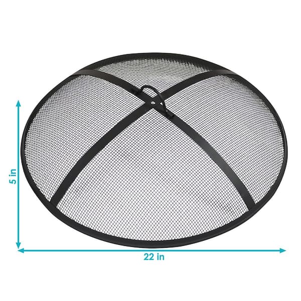 Sunnydaze 22 in. Round Black Steel Fire Pit Spark Screen KF