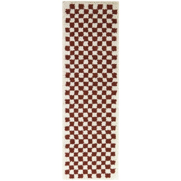 Covey Burnt Orange 2 ft. x 7 ft. Geometric Runner Rug