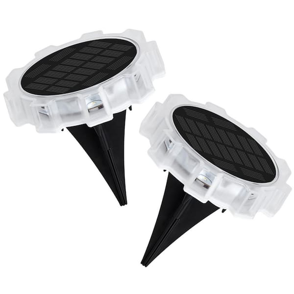 KOAOEIRS 10-Lumens Multi-color Change Outdoor White Integrated LED Weather Resistant Solar Path Light Dusk to Dawn (2-Pieces)