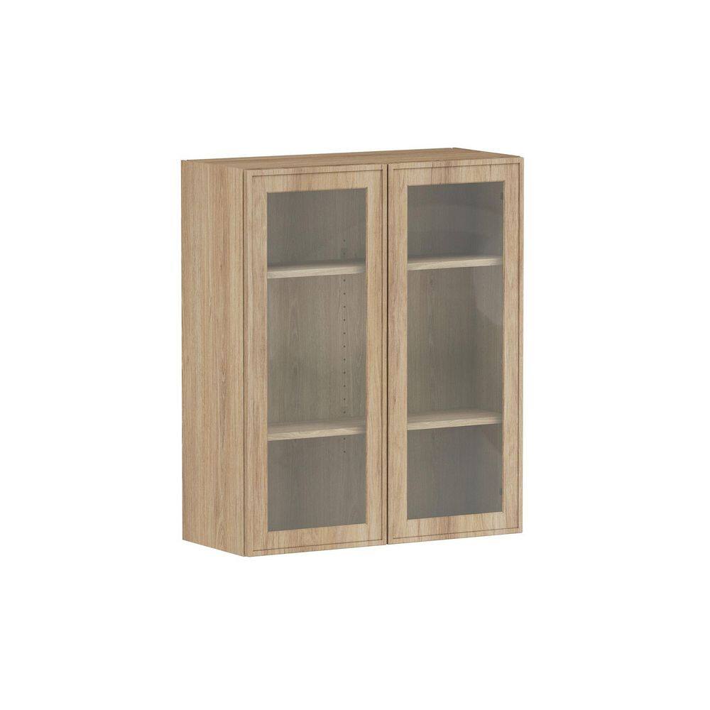 Designer Series Renly 30 in. W x 12 in. D x 36 in. H Assembled Slim Shaker Glass Door Wall Kitchen Cabinet in Sandstone price history on PriceWatchPro