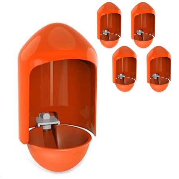 N/A 2.9 in. Large Automatic Poultry Waterer Cups with Anti-Dirt Cover for Chickens, Ducks, Geese, and More (Orange) 5 Pack