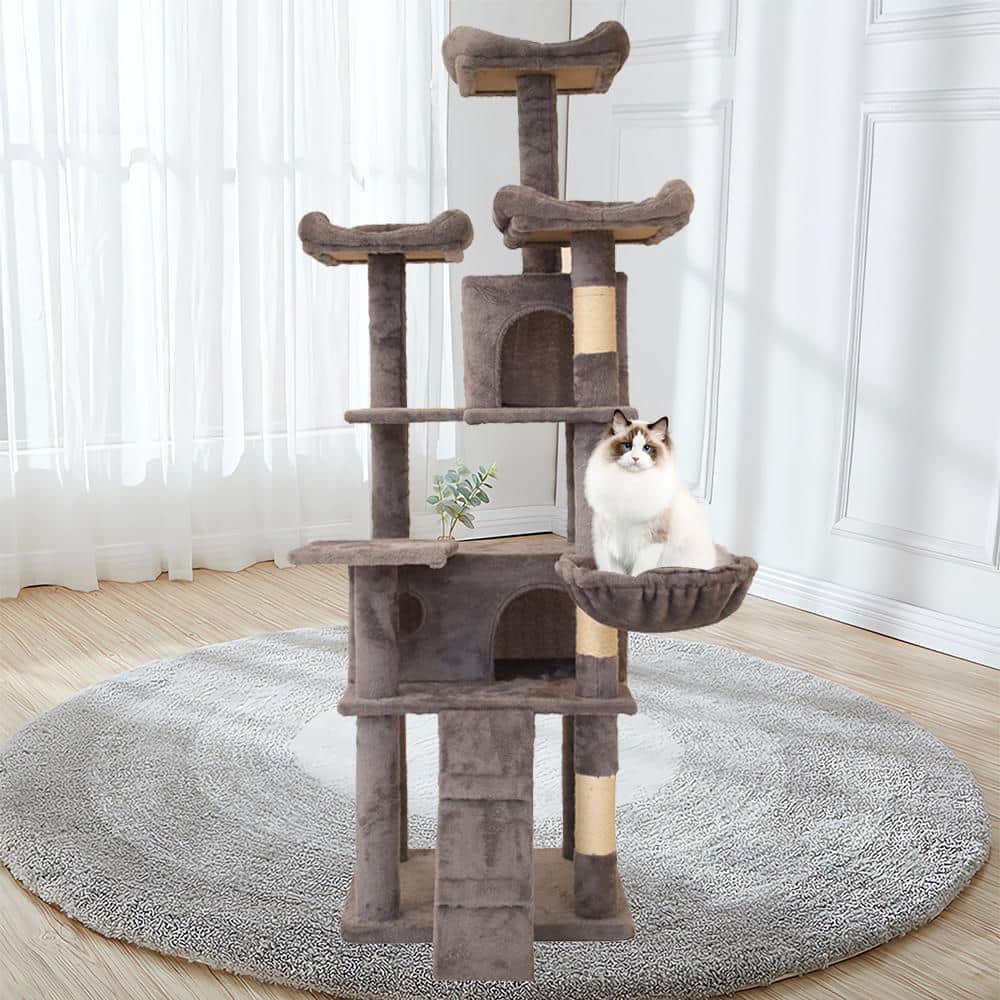 63 in. H Pet Cat Scratching Posts and Trees with Cozy Condo and Super