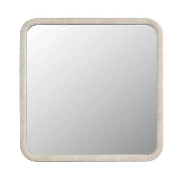 Unbranded 24 in. W x 24 in. H Square PU Covered MDF Framed Wall Bathroom Vanity Mirror in White
