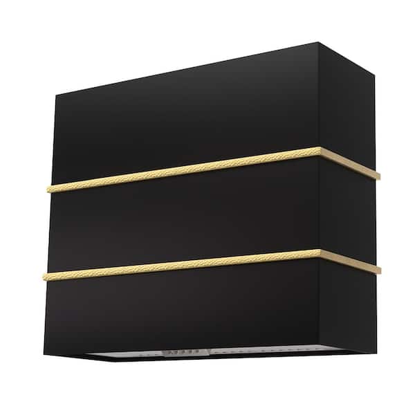 Akicon 36 in Stainless Steel Range Hood with Powerful Vent Motor, 600 CFM, 3-Speed, Wall Mount, in Black with Gold