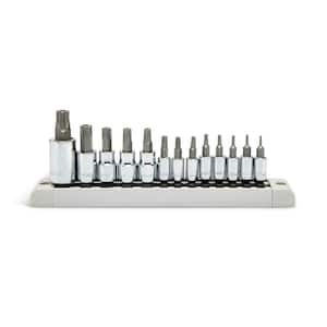1/4 in., 3/8 in. and 1/2 in. Drive Tamper Proof Torx Bit Socket Set (13-Piece)