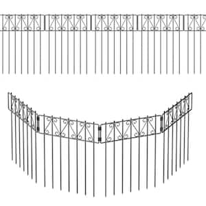 16.7 in. H x 12 in. W, T-Shaped Garden Fence Flower Style 10-Piece Pack, Rustproof Metal Garden Fence