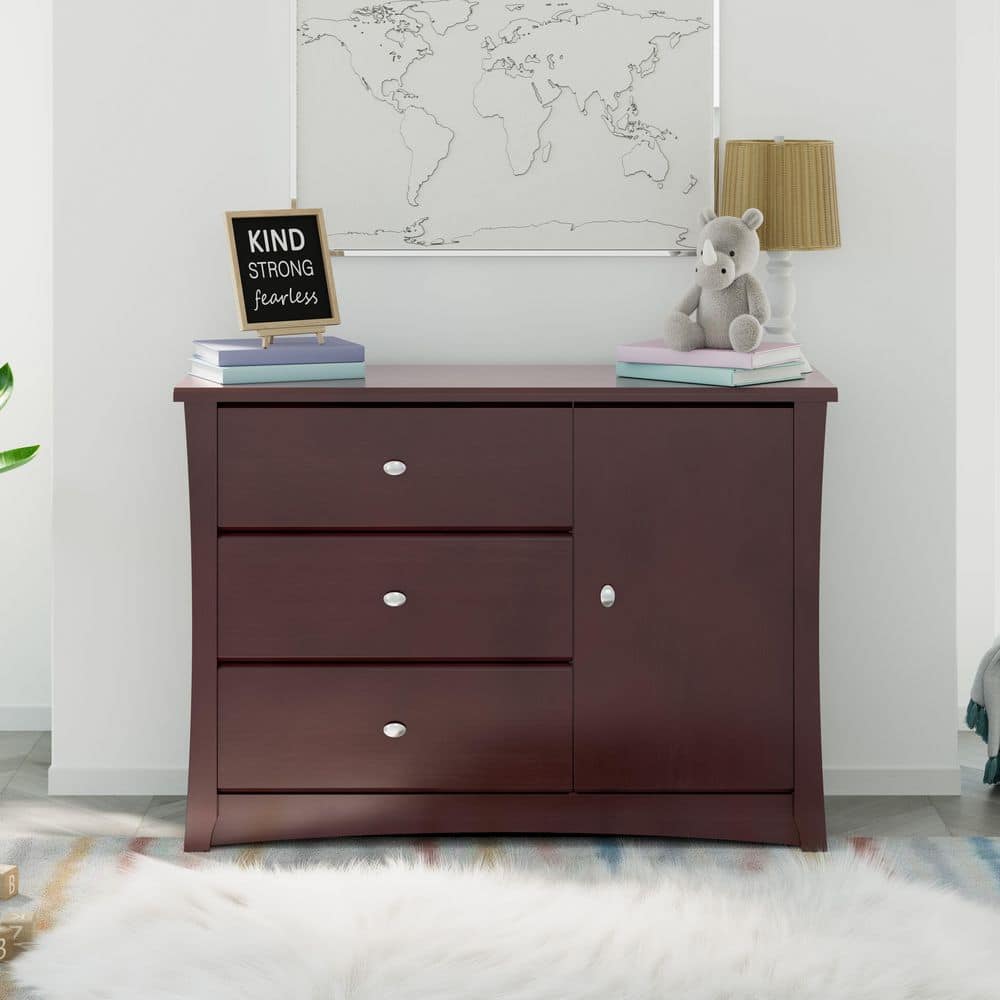 Espresso 3-Drawer Combo Nursery Dresser with Cabinet
