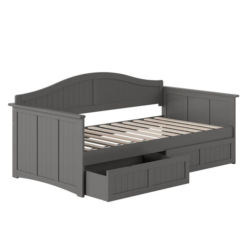 Nantucket Gray Twin Wood Daybed with Storage Drawers