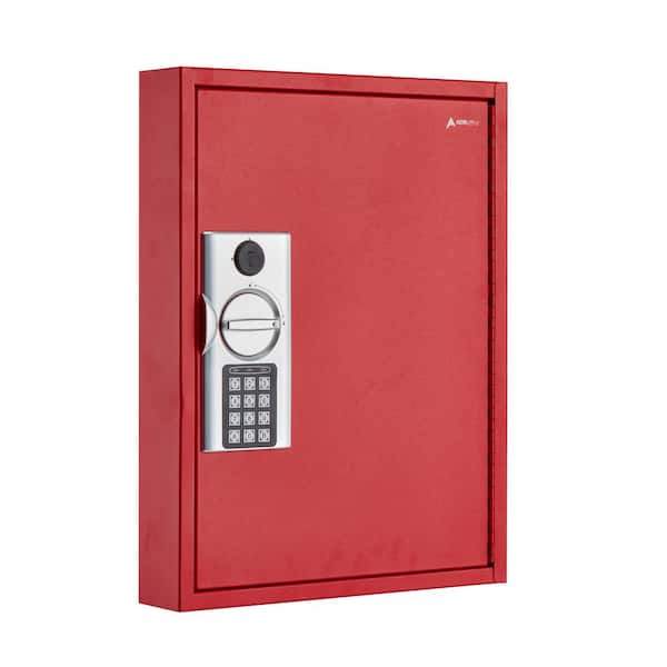 60-Key Steel Heavy-Duty Digital Lock Key Cabinet, Red