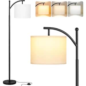 61.8 in. White and Black 1-Light Dimmable Standard Floor Lamp for Living Room, Bedroom, Office, Classroom and Dorm Room