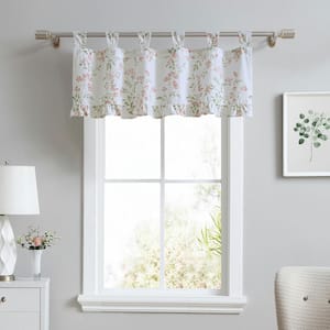 Fawna 50 in. L x 20 in. W Floral Cotton Tap Top Valance in Light Pink