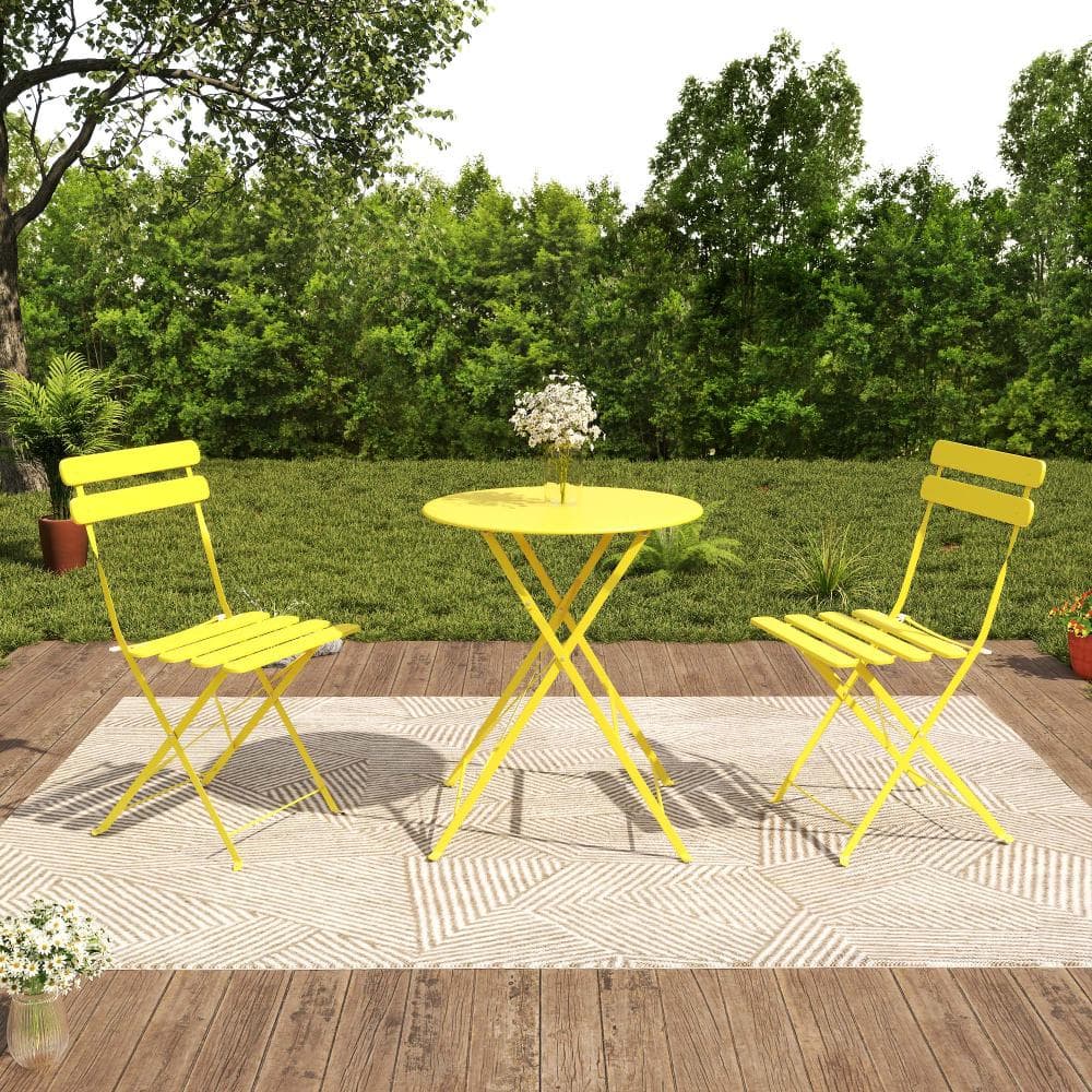 3-Piece Yellow Metal Patio Furniture Set price history on PriceWatchPro