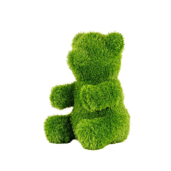 NATURAE DECOR 19 in. Green Artificial Turf Topiary Bear