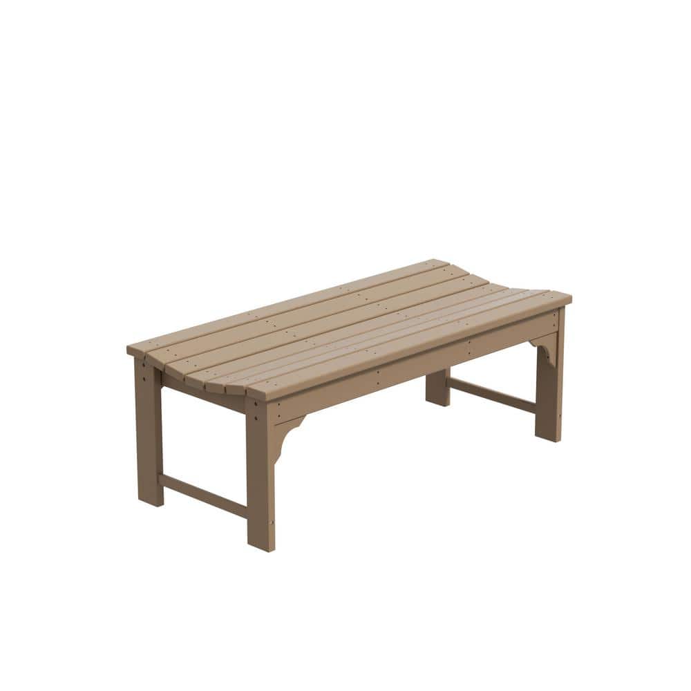 Weathered Wood 46" HDPE Outdoor Backless Bench