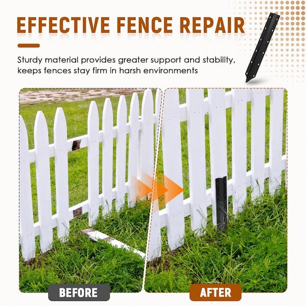 16.5 in. Heavy-Duty Steel Fence Post Repair Stakes, Easy Installation Kit Included (10-Pack)