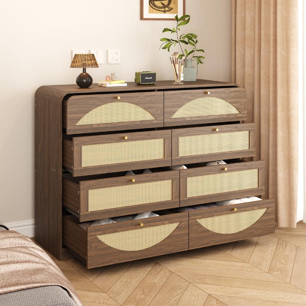 47.2 in. W Walnut Wood Buffet with 8 Drawers