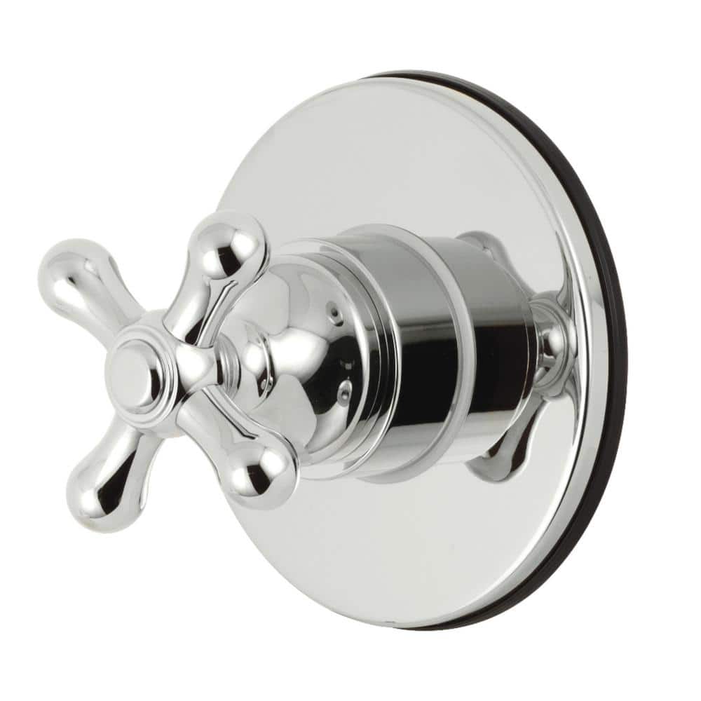 Polished Chrome Wall-Mounted Cross Handle Diverter Valve