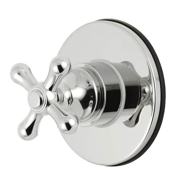 Single-Handle 1-Hole Wall Mount Three-Way Diverter Valve with Trim Kit in Polished Chrome