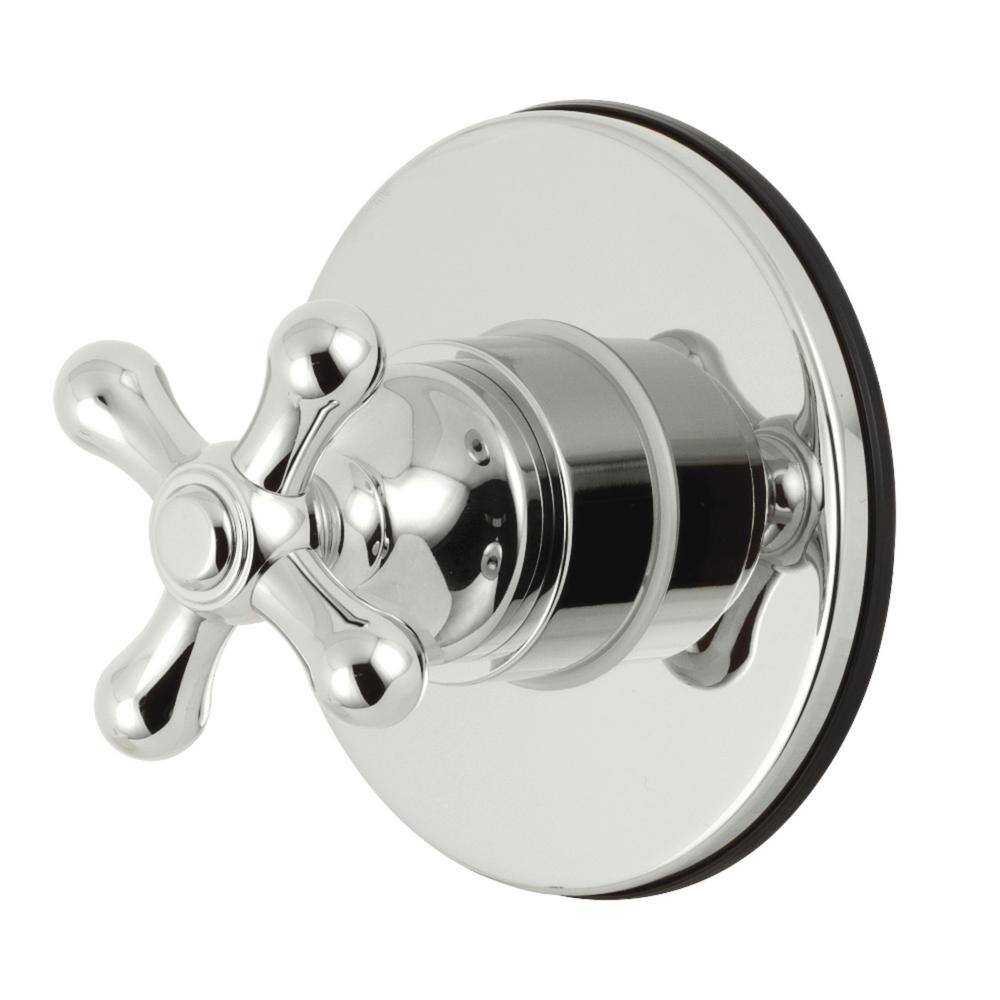 Polished Chrome Wall-Mounted Cross Handle Diverter Valve