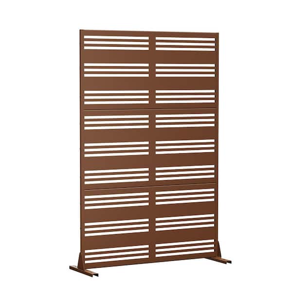 PexFix 72 in. x 47 in. Outdoor Galvanized Metal Decorative Garden Fence in Lattice Pattern in Brown