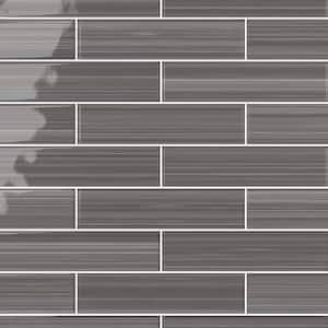 Hand Painted Rectangular 3 in. x 12 in. Warm Gray 80 Glass tile (10 sq. ft./per Case)
