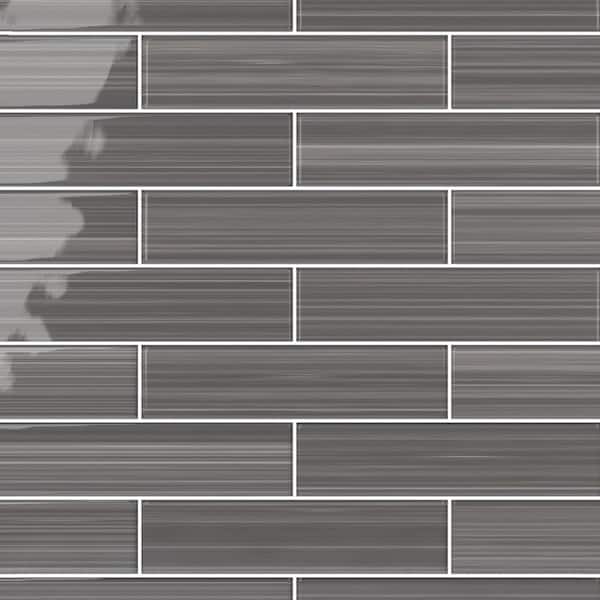 Bodesi Hand Painted Rectangular 3 in. x 12 in. Warm Gray 80 Glass tile (10 sq. ft./per Case)