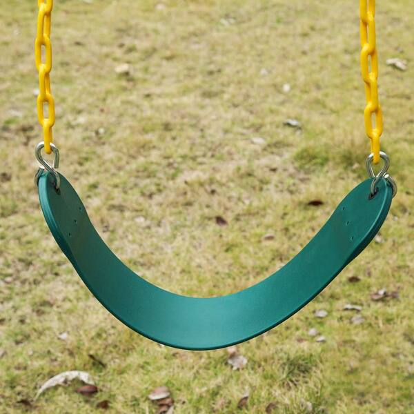Green Playground Swing Seat with Yellow Safety Chain Green Belt Swing Seats with 66 in. Chains and Snap Hooks 2  main image 4