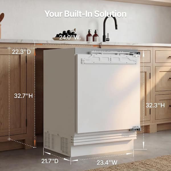 24 in. 3.74 cu.ft. Frost Free Built-in Panel Ready Residential Upright Freezer in White Quick Freezing LED Touch Control