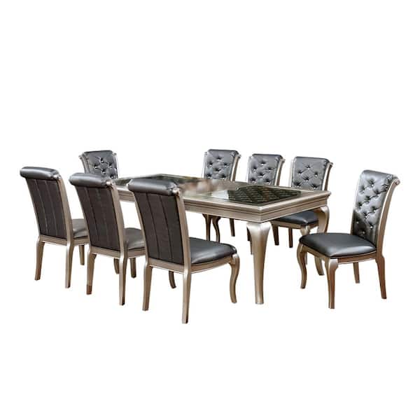 William's Home Furnishing Amina 9-Piece Silver Table Set