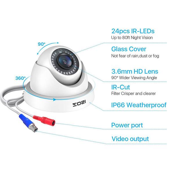 ZOSI 4 Pack 1080p HD Outdoor Dome Security Cameras - 80ft Night Vision, Motion Detection, Weatherproof