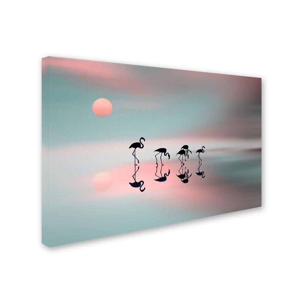 Natalia Baras Family Flamingos Pastel Canvas Print with Frame