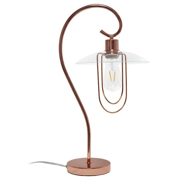 Simple Designs 22.5 in. Rose Gold Modern Metal Table Lamp