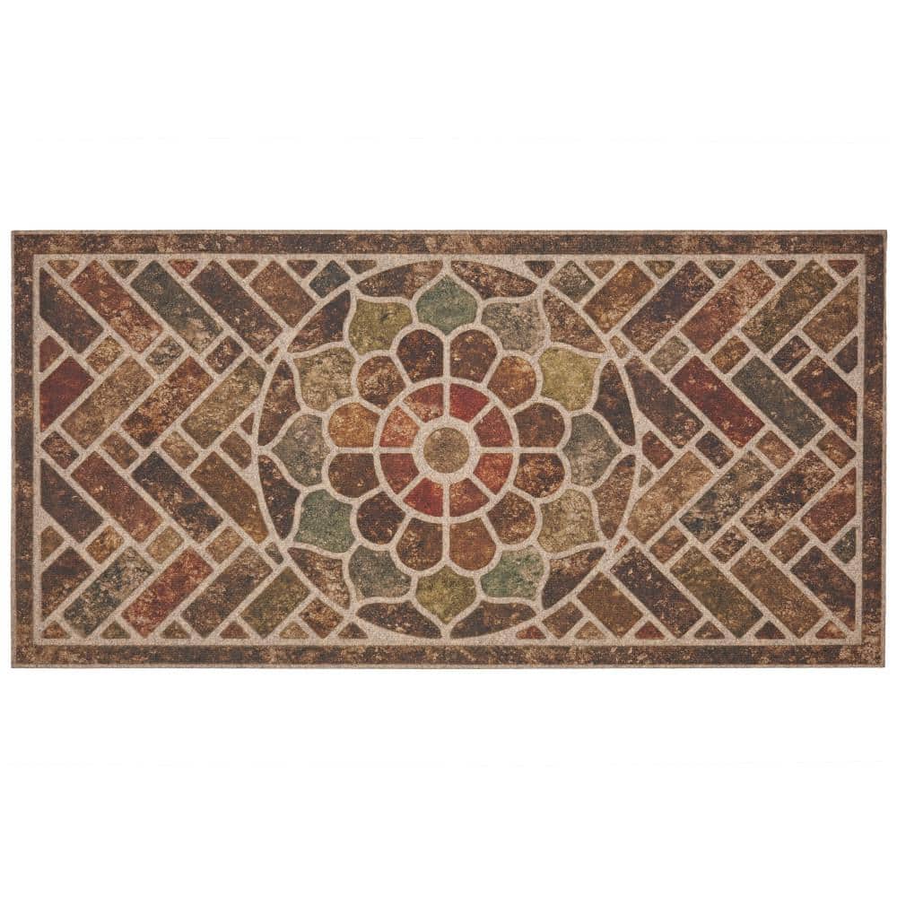 Ornamental Brick Multicolor Recycled Rubber Outdoor Door Mat