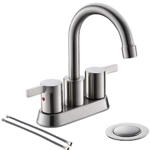 4 in. Centerset 2-Handle Lead-Free Bathroom Sink Faucet in Brushed Nickel
