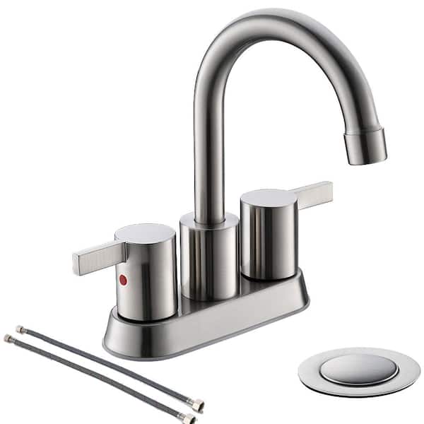 Phiestina 4 in. Centerset 2-Handle Lead-Free Bathroom Sink Faucet in Brushed Nickel