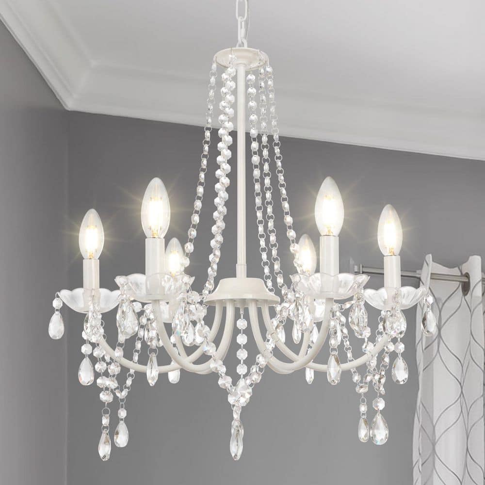 chandelierデスク Emeritpro 6-Light Gold 3-Tier Round Chandelier with Crystal Shade