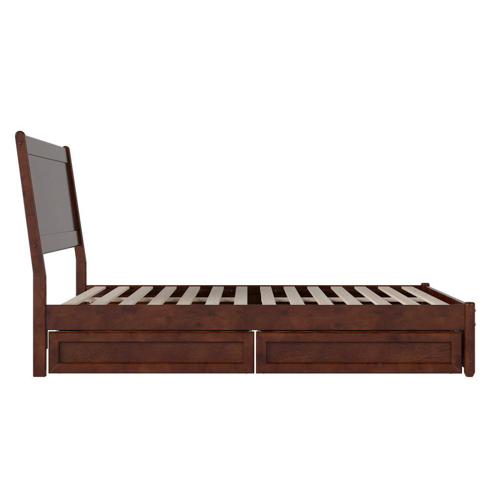 Casanova Dark Walnut Full Wood Platform Bed with Storage Drawers