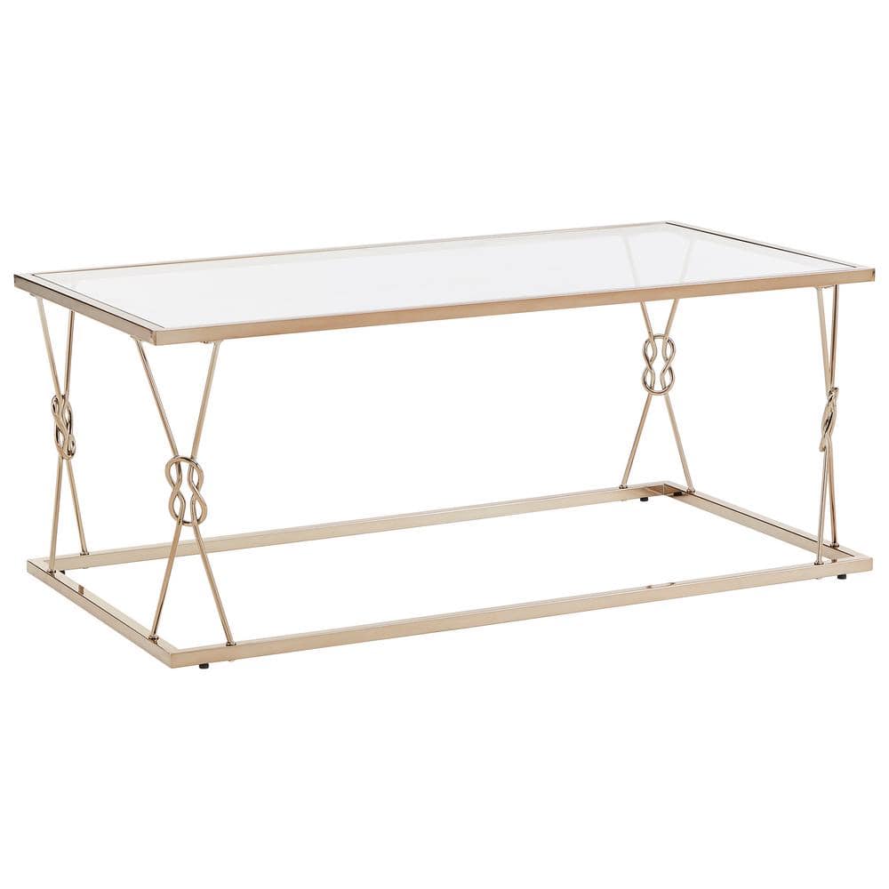 HomeSullivan Champagne Gold Finish Reef Knot Frame And Glass Top And Mirror  Bottom Bar Cart 40E085BS-07 - The Home Depot