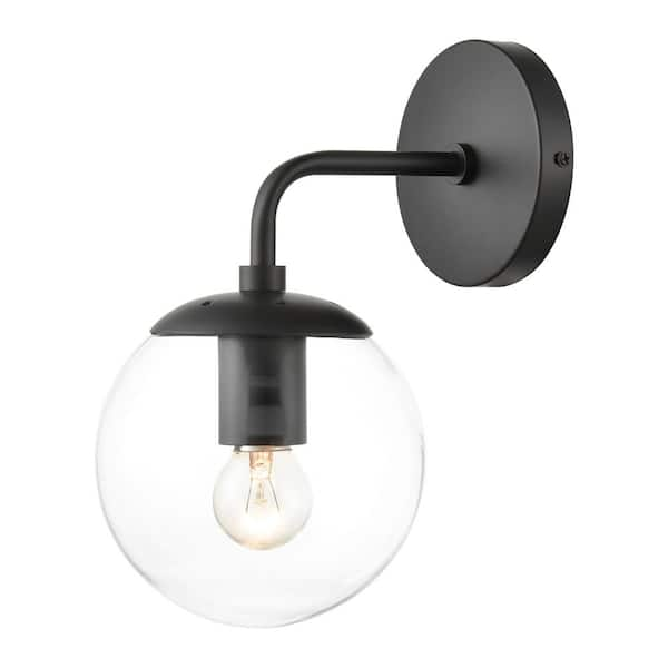 Light Society Zeno Globe Black Wall Sconce with Clear Shade LS-W264-BK ...