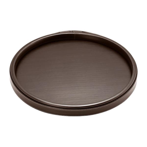 Kraftware 14 in. Stitched Chocolate Round Serving Tray