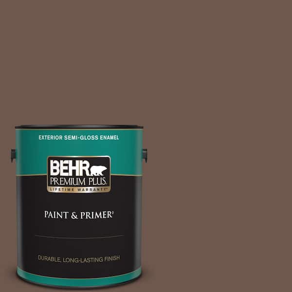 BEHR PREMIUM PLUS 1 gal. #N170-6 Natural Bark Semi-Gloss Enamel Exterior Paint & Primer