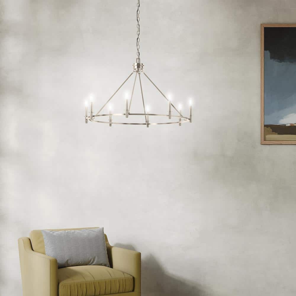 Carrick 40.75 in. 8-Light Polished Nickel Traditional Candle Circle Chandelier for Dining Room price history on PriceWatchPro