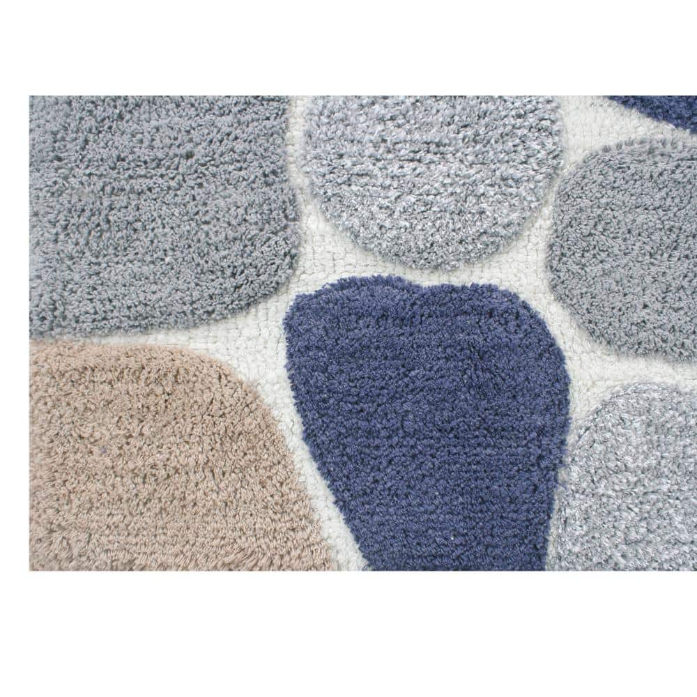 Blue Sienna Cotton Pebble Pattern Bath Rug Set