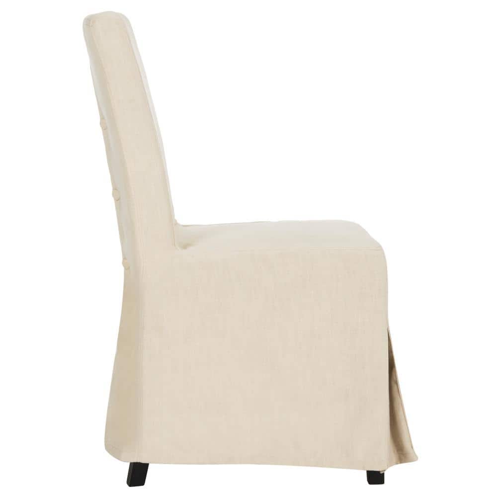 Beige Linen Parsons Chairs with Slipcover Set of 2