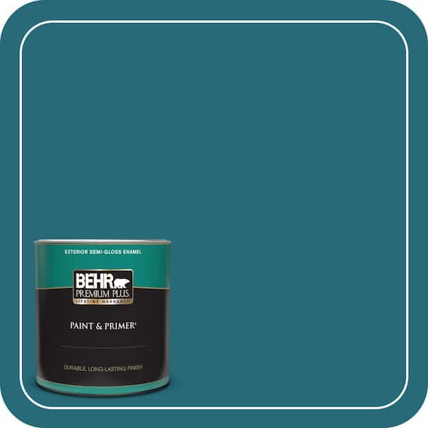 BEHR PREMIUM PLUS 1 qt. #M470-7 Blue Stream Semi-Gloss Enamel Exterior Paint & Primer