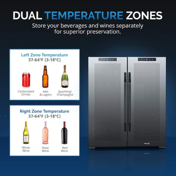 NewAir Shadow Series 28 in. Dual Zone 18 Wine Bottles and 59