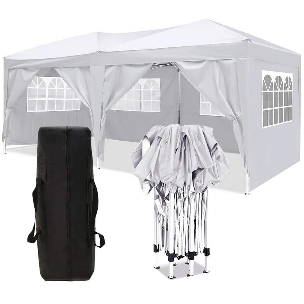 Outdoor 10 ft. x 20 ft. Pop Up Canopy Tent with with 6-Removable Sidewalls + Carry Bag + 4pcs Weight Bag-White price history on PriceWatchPro