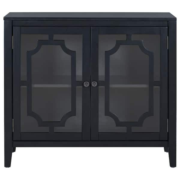 Unbranded Black Sideboard with Decorative Door and Adjustable Shelf