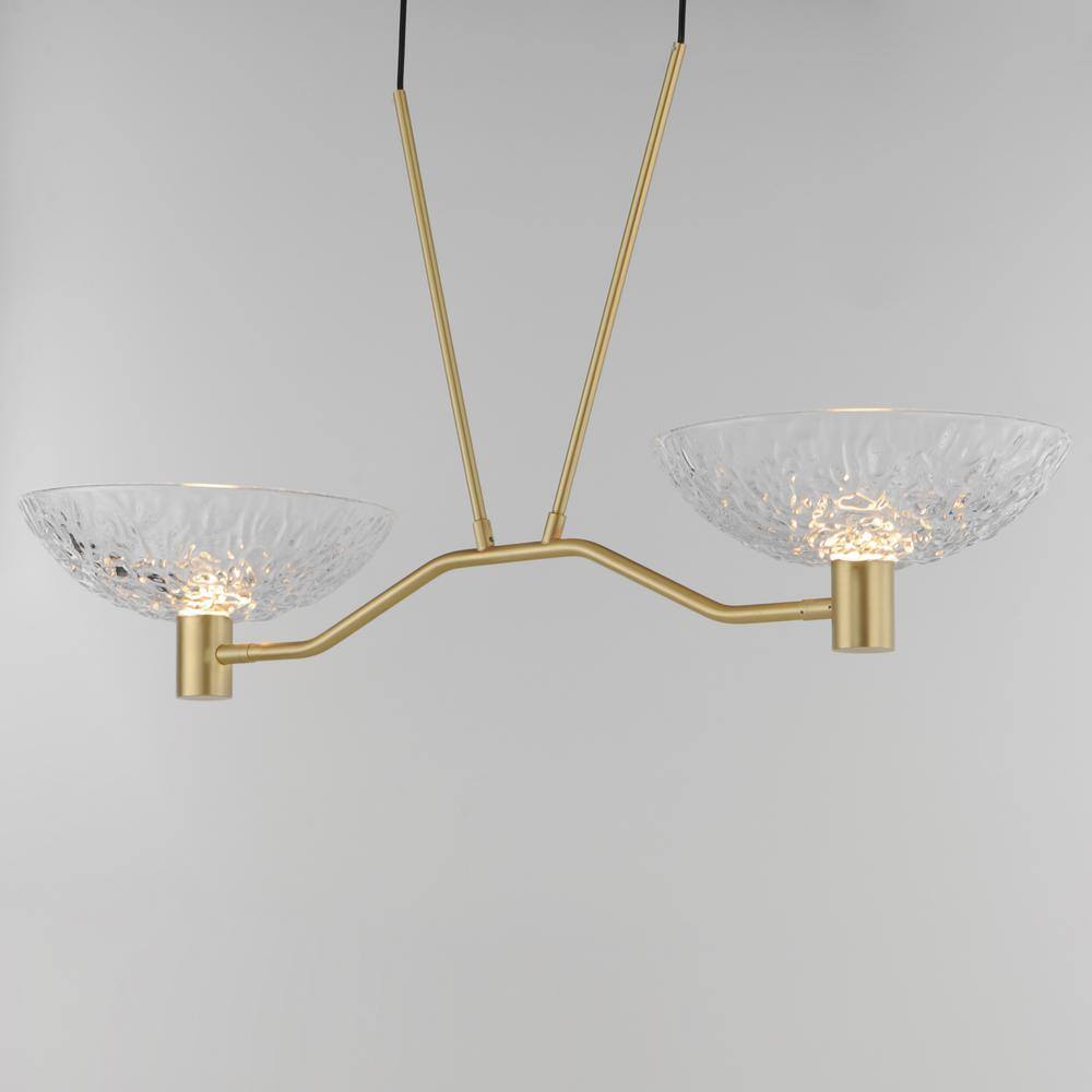 Satin Brass LED Pendant with Textured Glass Bowls